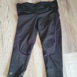Athleta Quick Step Capri Black Purple Yoga Legging XS